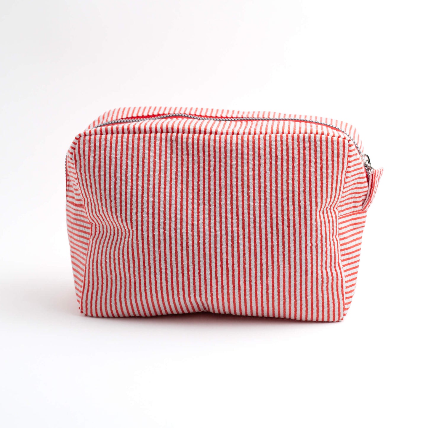 THOC Candy Beauty Bag Stripe red upright on a white background