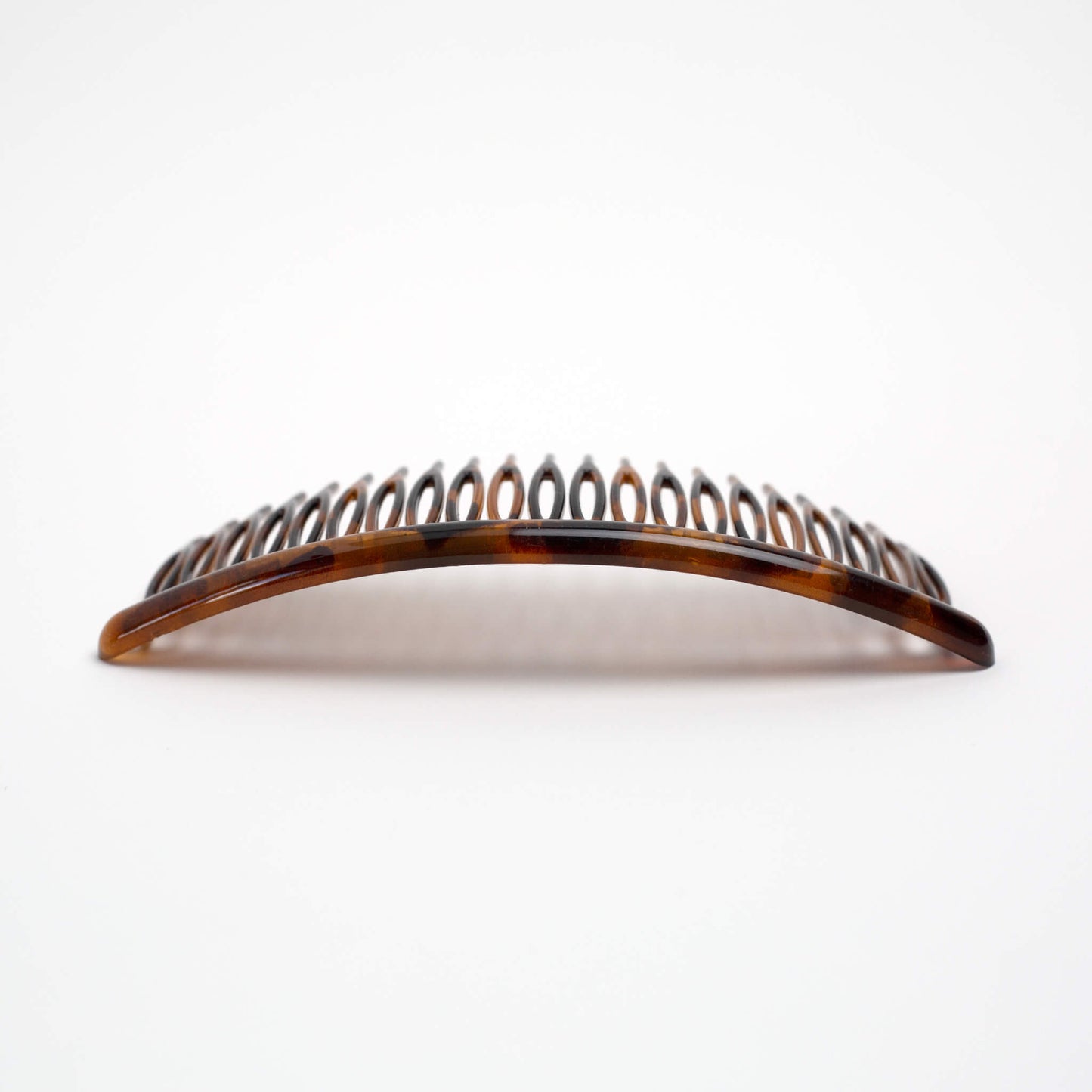 THOC Eloise French comb, wide, shown top side down in brown tortoiseshell