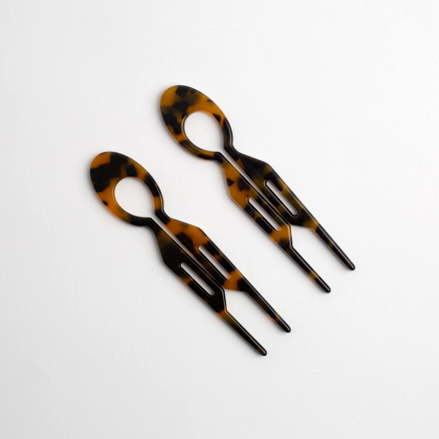 Two THOC Camille Hair Pin Brown Sugar on a white background