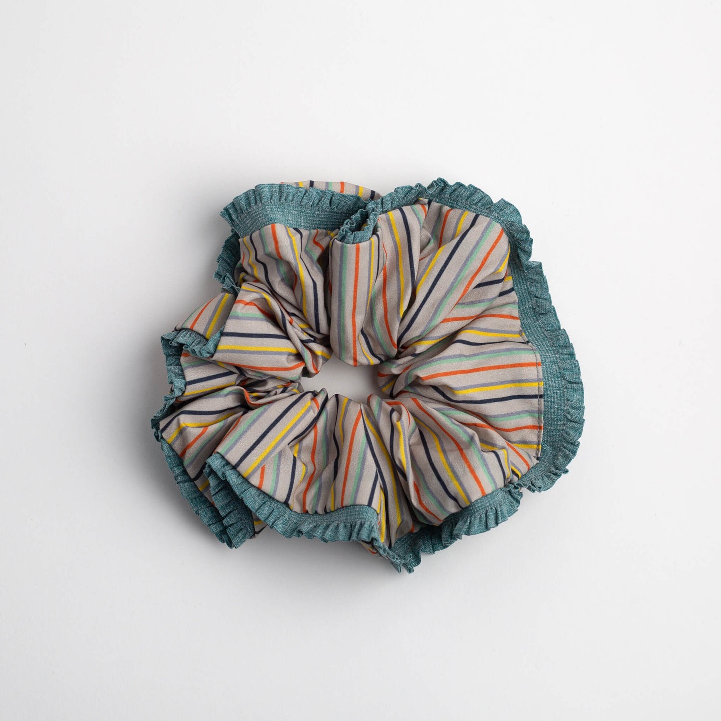 THOC Bloom Trimmed Scrunchie Multi Stripe on white background