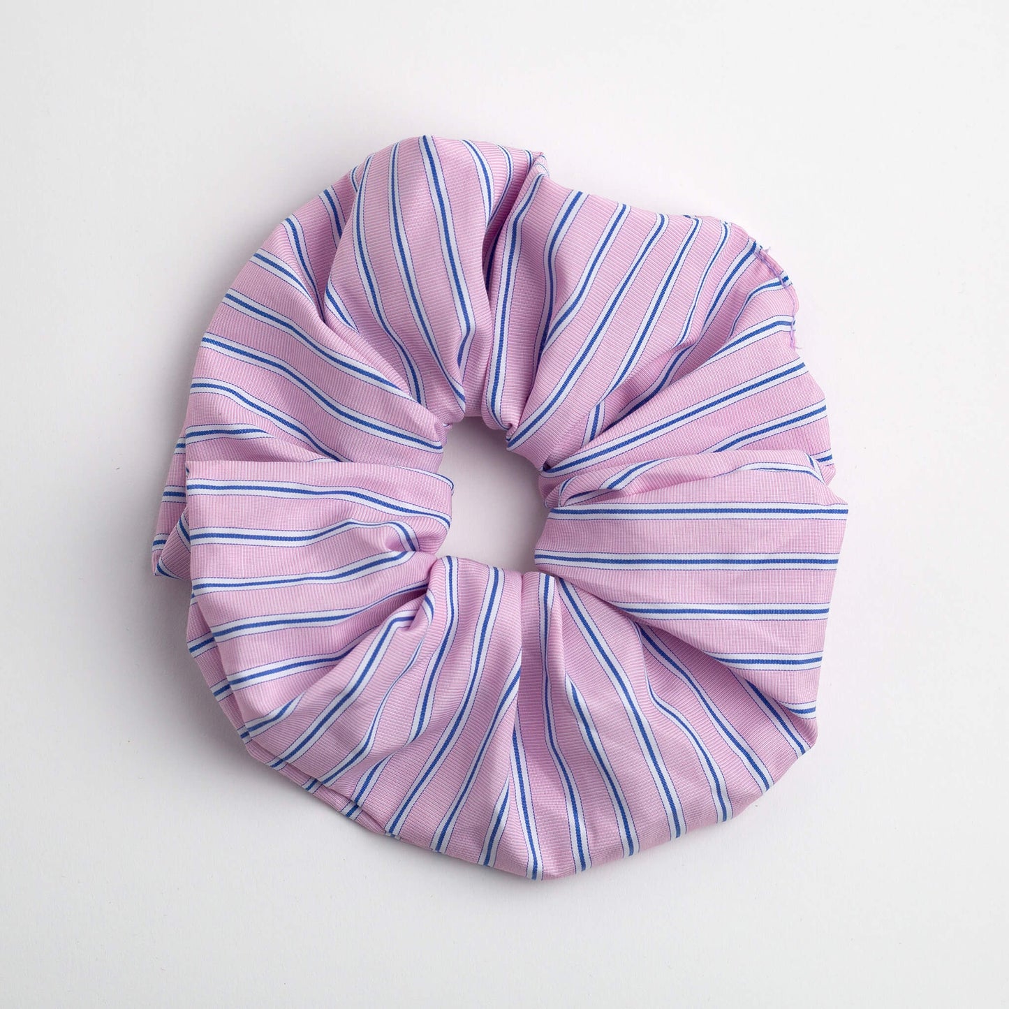 THOC Blush Stripe Scrunchie in Rose Sorbet colour shown on a white background