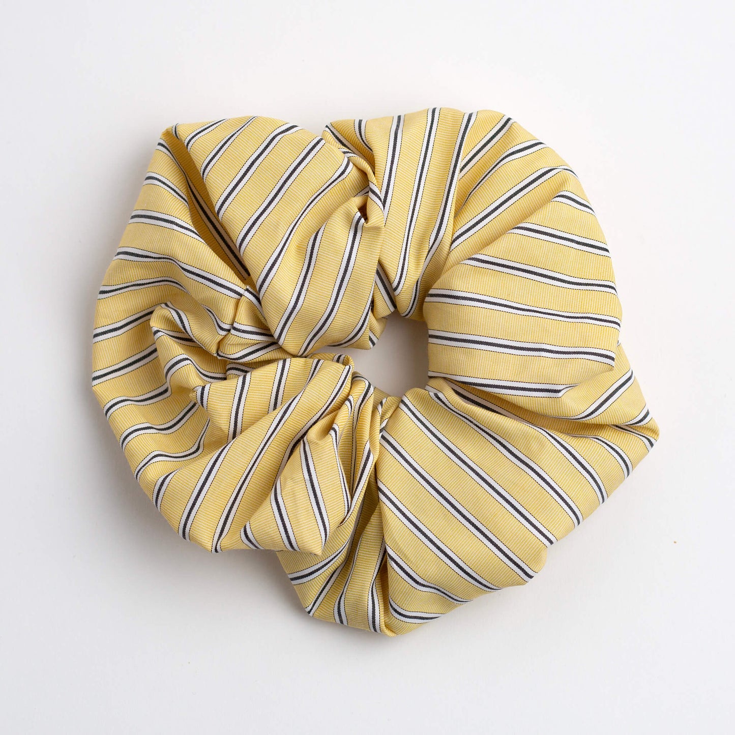 THOC Blush Stripe Scrunchie in Buttermilk colour shown on a white background